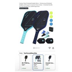Brand new Carbon Fiber Pickleball Paddle 16mm – Professional Pickleball Paddles with Superior Control, Power & Spin – Extended Handle for Two-Handed G