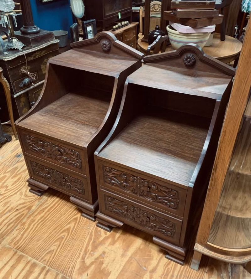 Pair Of Oversized Antique Nightstands 