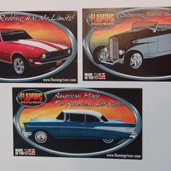 Three Flaming River Stickers