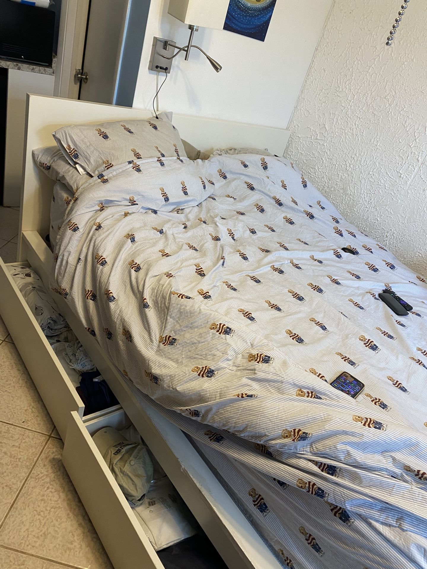 Queen Bed with storage IKEA with Mattress