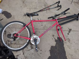 vintage red Bianchi mountain bike.