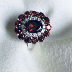 Genuine Garnet 925 Sterling Silver 