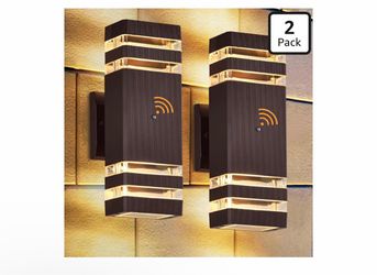 DASTOR 2 Pack Dusk to Dawn Outdoor Wall Lights, Brown Exterior Wall Sconce Lighting Fixtures