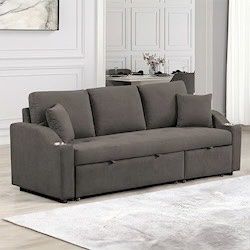 New Couch With Pullout Bed.  Blue Or Grey.  83x33x33H.  Free Delivery!