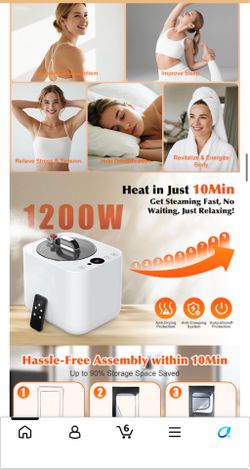 Portable steam sauna kit with 1200w steamer