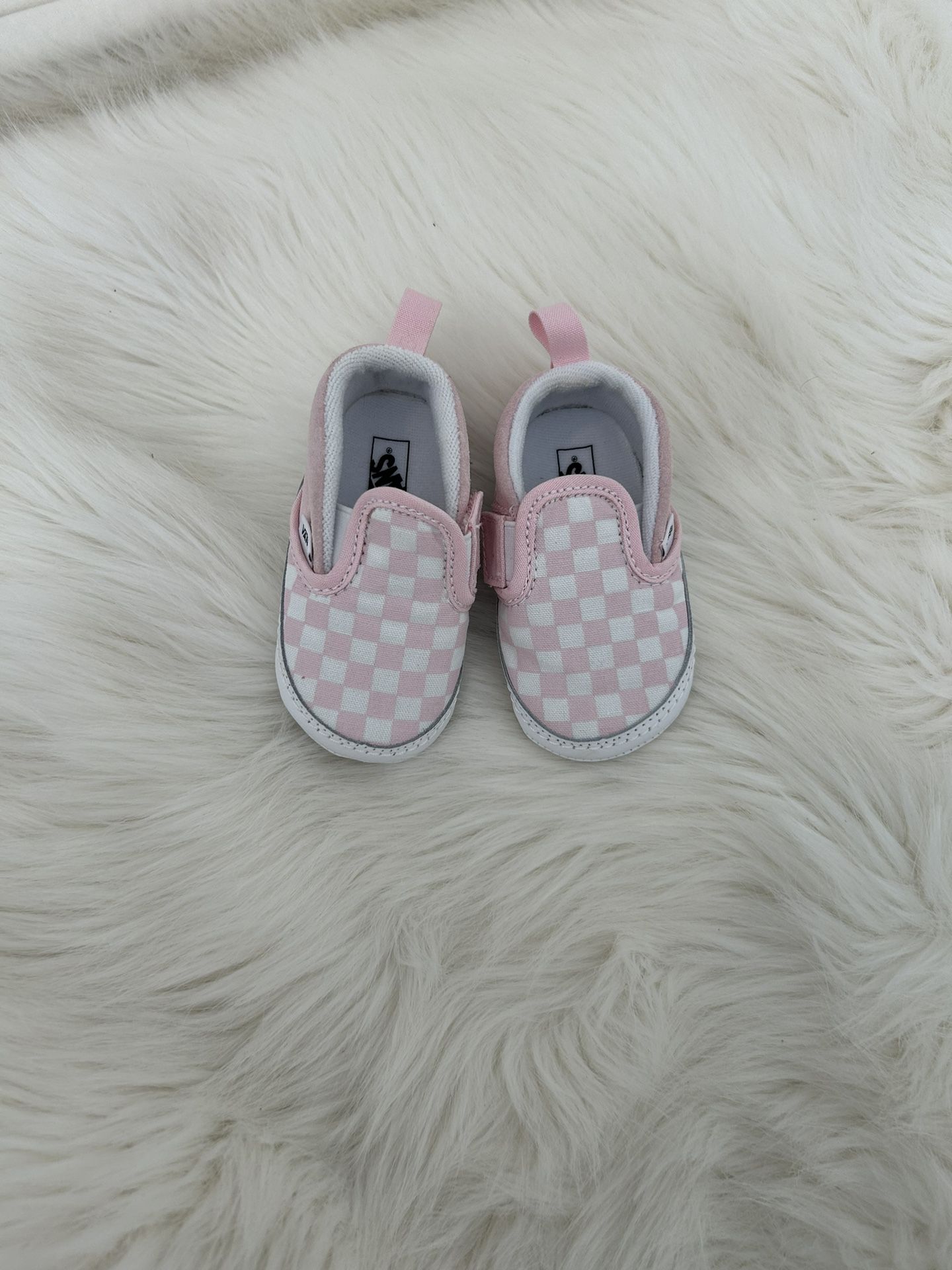 Light Pink Checkered Vans Crib Shoes