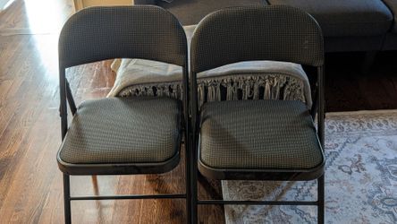 Set of 2 Black Padded Folding Chairs