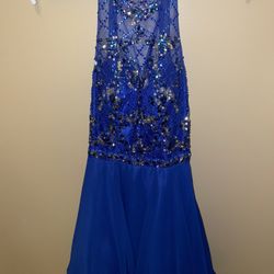 Blue Sequin Homecoming Dress