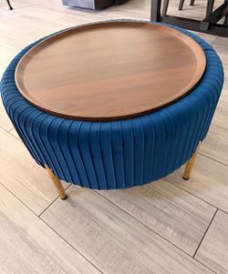 Blue round ottoman
