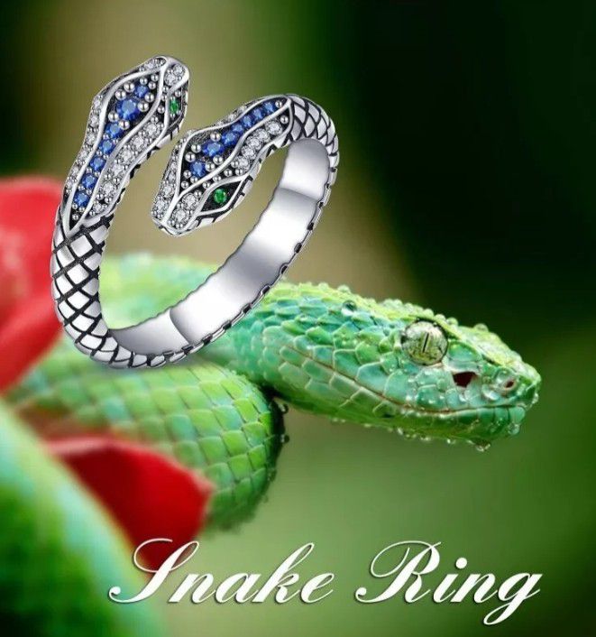 BRAND NEW IN PACKAGE SILVER FILLED WOMEN'S/MEN'S NEW FASHION ADJUSTABLE SIZE SILVER SNAKE RING JEWELRY GIFT 