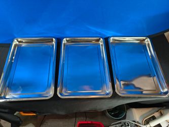 3 New Silver Stainless Steel Serving Trays