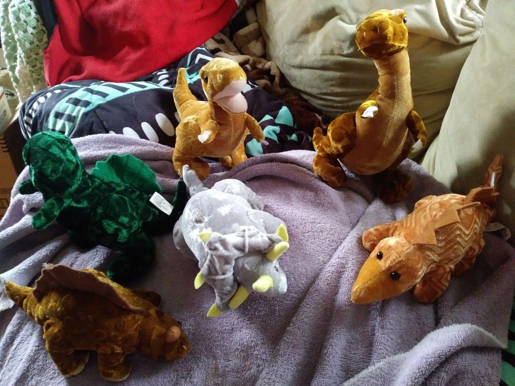 6 Dinosaur Stuffed Animal Soft Plush Toy Kids Boys Girls Gift LOT, A Mart Corp
