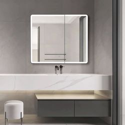 bathroom medicine cabinet with mirrored door, 31"× 27"×5.5 inch D round corner frame, , with adjustable shelves Brand new D923