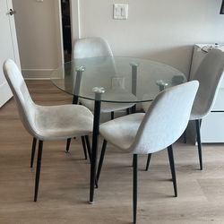 GLASS DINING TABLE + 4 Chairs-only $80!!