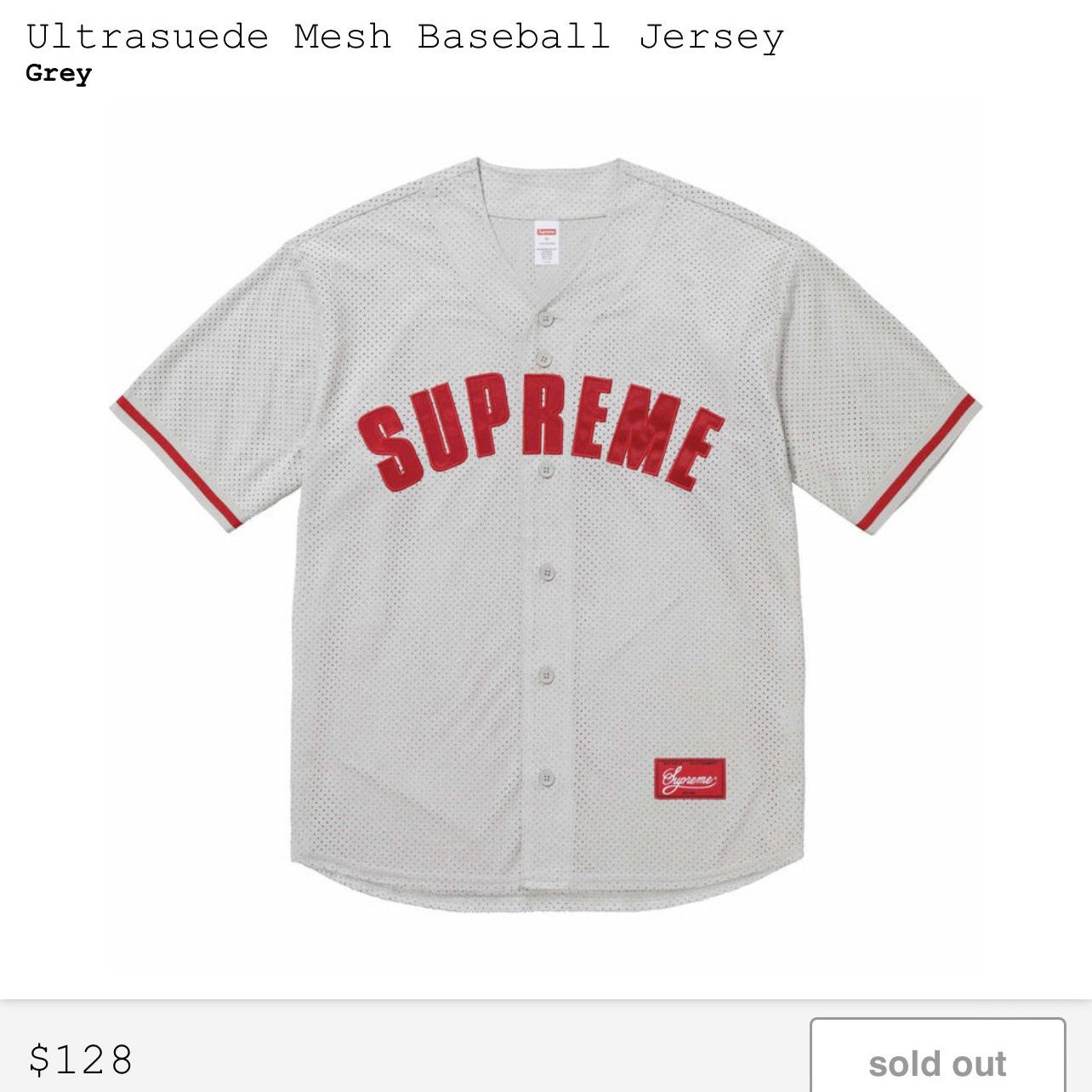 Supreme Ultrasuede Mesh Baseball Jersey - GREY - XL