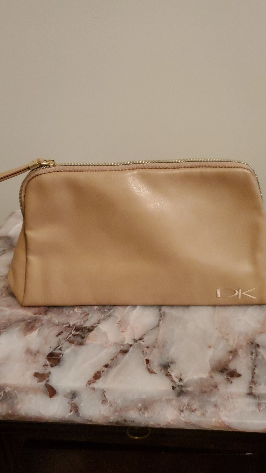 Donna Karen leather makeup bag