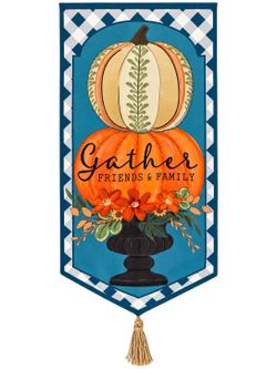 Gather Friends and Family pumpkin fall wall banner