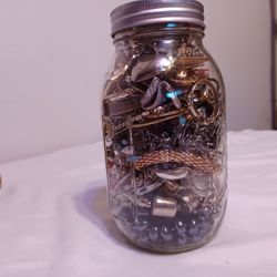 Mystery 4 -5 lb Collectible Jar filled with Vintage Wearable and Repairable pieces