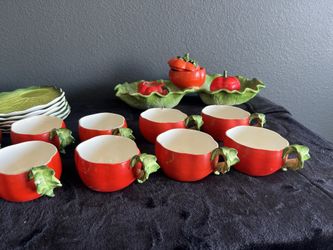 Vintage Holt Howard Tomato Dinnerware Set 1962 Mid Century 26 Pieces Service for 12