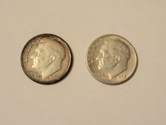 1962 & 1963 "D" mint Roosevelt Silver Dimes — Lot of 2