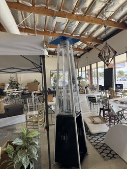 48,000 BTU Pyramid Glass Heater Outdoor, Propane Flame Tower with Quartz Glass Tube, Outdoor Heaters with Wheels & Cover for Deck, Porch, Backyard