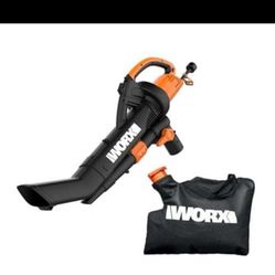 WORX 12 Amp Trivac 3-in-1 Electric Leaf Blower/Mulcher/Vacuum WG509 Metal Impeller for Fine Mulching