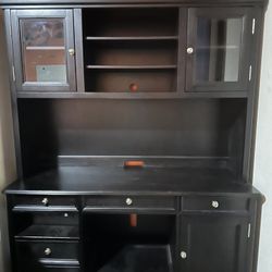 Book And Computer Shelf In Black Wood - Reduced