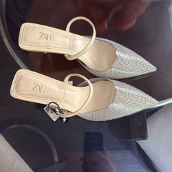 Zara shimmery slingback heels