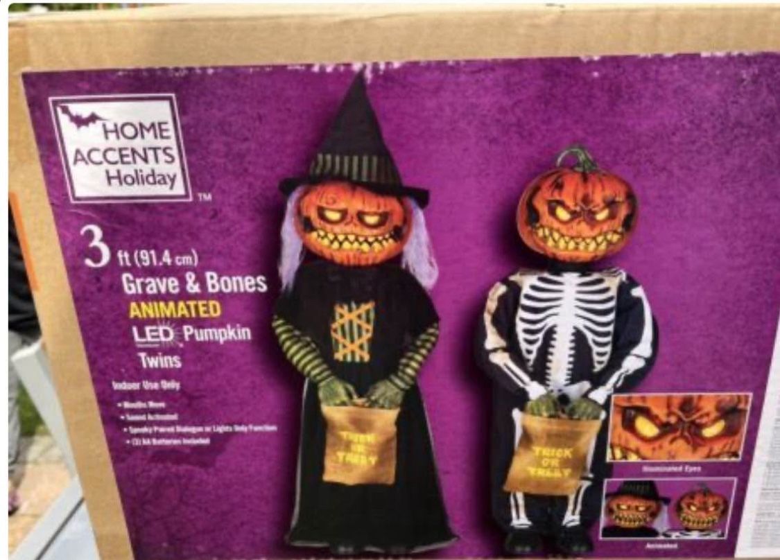 Halloween 3ft. Pumpkin Twins Animatronic