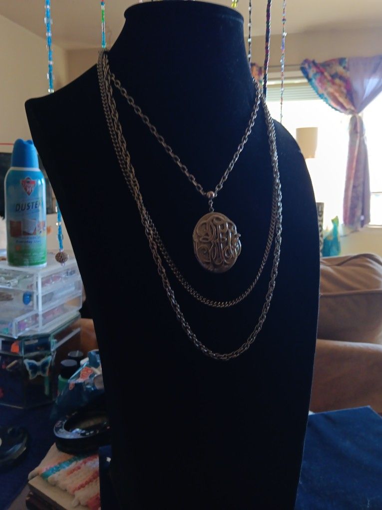 Vintage Locket Triple Strand Chain