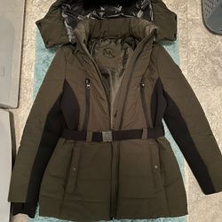 Womens Michael Kors Winter Coat Jacket Green And Black Size Large 