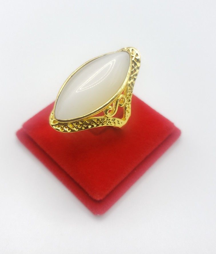  Fashion Bagues Ovales Vintage Style Jewelry Women 18K Gold Plated Ring  White Stone Size 10