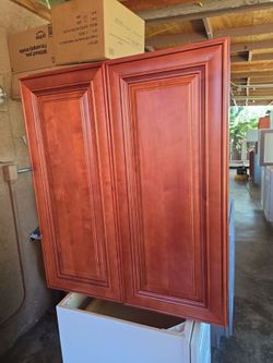 Cherry Wood Double Door Wall Cabinet