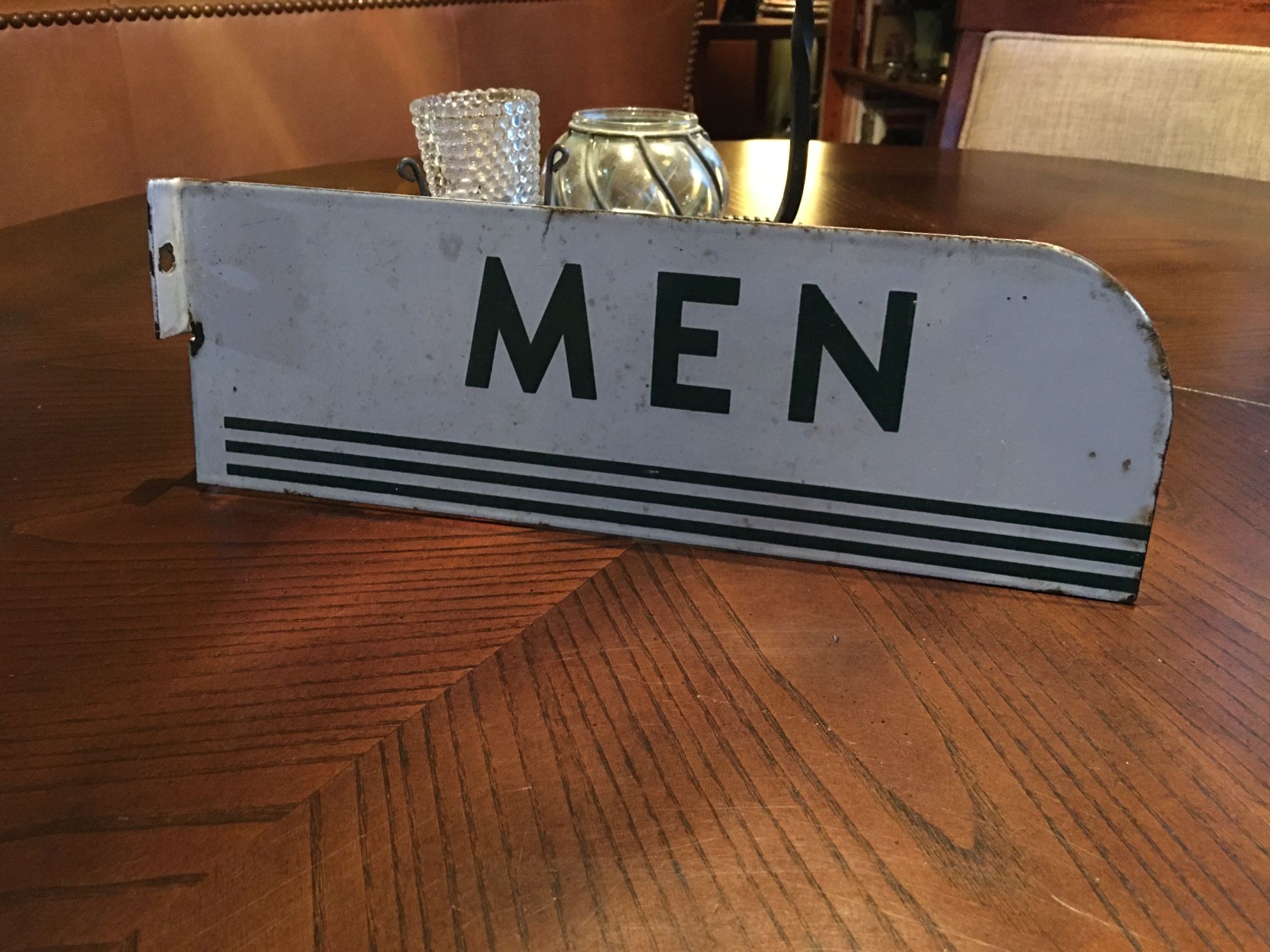 Vintage Enamel Men’s Subway Restroom Sign