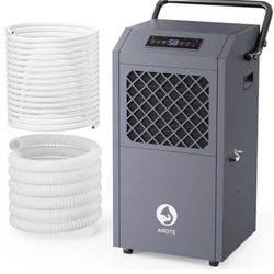 ANDTE 190 pt. 6,500 sq. ft. Commercial Grade Dehumidifier in. for Basement, Home and Large Room with 24 H Timer Gray