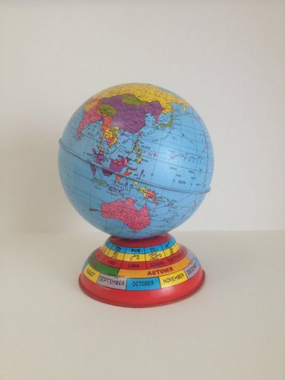 Vintage Tin Globe Bank 1940s