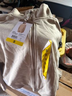Beige zip workout sweater