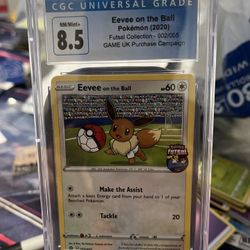 CGC 8.5 NM/MINT Eevee on the Ball Promo Futsal Collection Pokemon Card 002/005