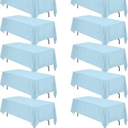 BRILLMAX 10 Pack Light Blue Tablecloths 70 X 120 Inch For 6ft Or 8ft Rectangle Tables - Rectangular Bulk Linen Polyester Fabric Washable Cloth Cover F