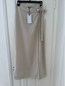 Onia Flax Maxi Wrap Skirt Size S NWT Lyocell Linen Blend Neutral Beige $165