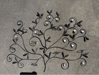 Wall art decor with tea light holder