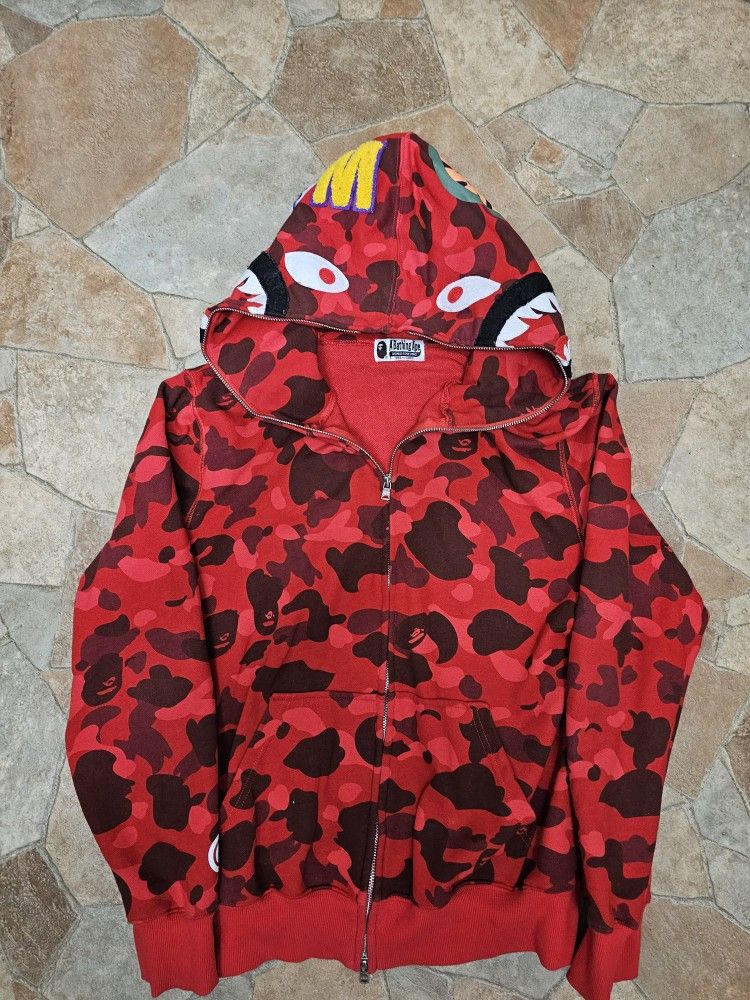 BAPE Red Camo Shark Hoodie