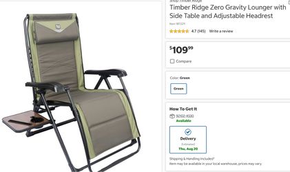 Timber Ridge Zero Gravity Lounger Chair