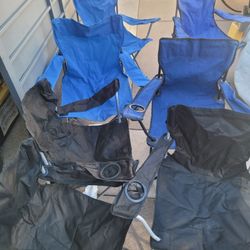 4 Blue And 3 Black Chairs