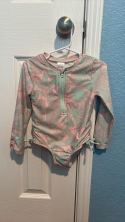 Girls Zip Up Rash Guard One Piece Swimsuit with Long Sleeves