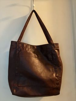 Brown Faux Leather Tote Bag