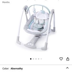 Ingenuity Compact Lightweight Portable Baby Swing with Music, Nature Sounds and Battery-Saving Technology - Abernathy, 0-9 Months