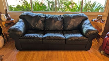 Black Leather 3-Seat Sofa