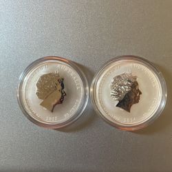 1 Oz of .999 Silver Australia 2014,2018 Year Of Dog,Horse Uncirculated