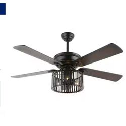 Oaks Decor Elora 52-in Color-Changing Integrated LED Outdoor Black with Clear Blades Ceiling Fan (AB15)